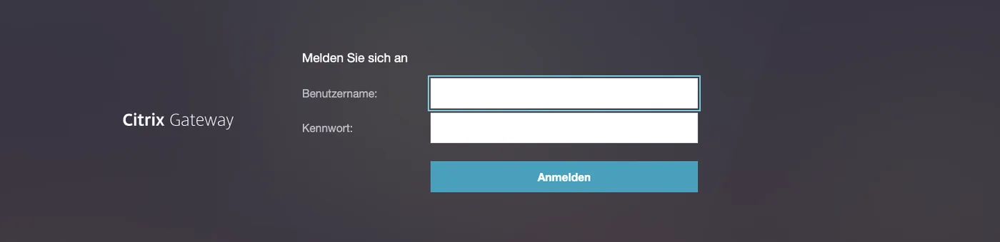 The actual CitrixPot decoy login interface with empty username and password fields.